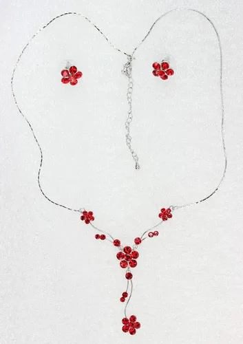 Vista 2 de Faship Precioso Rhinestone Cristal Floral Collar Pendientes Conjunto