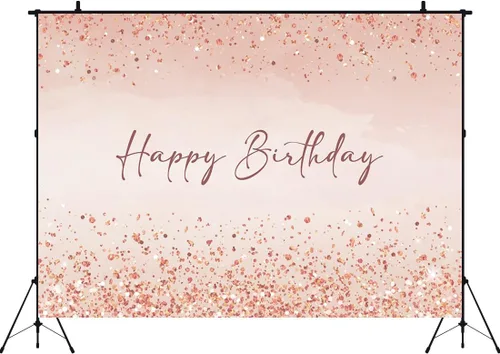 Vista 3 de Telón de fondo rosa de 7 x 5 pies, con purpurina rosa, puntos brillantes, oro rosa, para niña, cumpleaños, fotografía, fondo dulce para mujeres