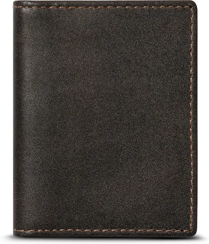 Vista 5 de HoJ Co. Cartera delgada para tarjetas Estuche para tarjetas plegable Cuero de grano completo con acabado bruñido Cartera de bolsillo frontal