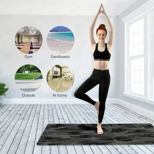 Vista 7 de Tapete de yoga de viaje de 71 x 24 pulgadas, antideslizante, de goma natural, plegable, ultra delgado de 0.059 in, ligero para fitness, pilates