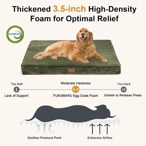 Vista 3 de FUKUMARU Cama para Perros, Camas Ortopédicas de Pana Engrosada para Perros con Funda Lavable, Cama Grande Impermeable para Perros para Jaula