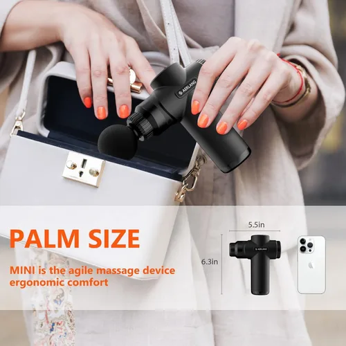 Vista 5 de AERLANG Mini Massage Gun Muscle Deep Tissue Massager Gun, Handheld Percussion Massager, Portable Quiet Massage Gun with Carry Case for Home Office