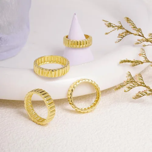 Vista 9 de Anillos para mujer, modernos y delicados anillos chapados en oro de 14 quilates, hipoalergénicos con circonita cúbica, anillo midi de color rosa