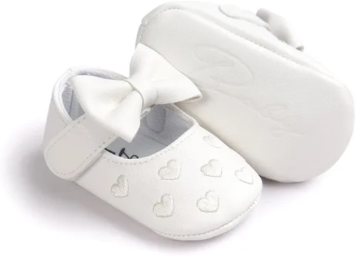 Vista 3 de RVROVIC Zapatos de bebé para niñas suela suave zapatos planos Mary Jane vestidos de princesa zapatos de poliuretano lindo lazo precaminante