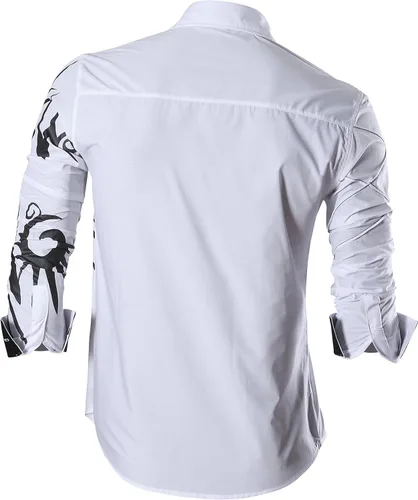 Vista 3 de Camisa Jeansian 2028 de manga larga, calce ajustado, informal, para hombre