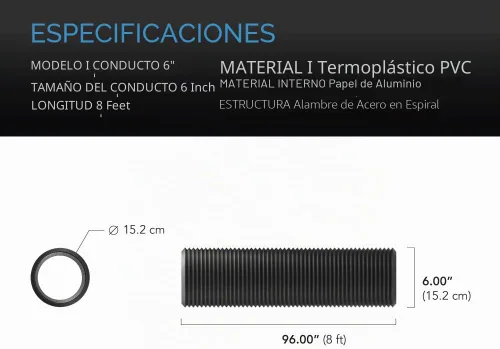 Vista 5 de AC Infinity Conducto de aluminio flexible de 6 pulgadas, protección resistente de cuatro capas, 8 pies de largo para calefacción, refrigeración
