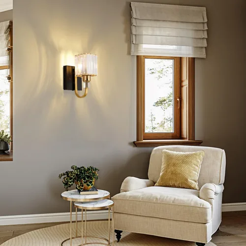 Vista 5 de Aplique de pared moderno de cristal con enchufe, lámpara de pared montada en negro dorado, lámpara de tocador enchufable con interruptor