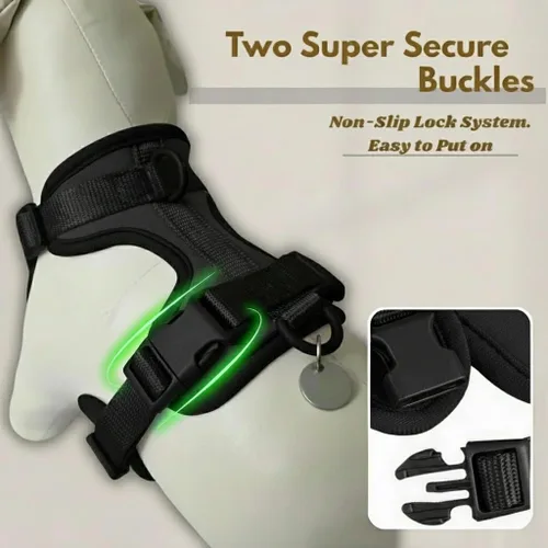 Vista 3 de Dog Harness - No Pull Adjustable Front Clip Vest with Soft Padding, 3Leash Clips, and No-Choke Oxford Design Comfort for Small, Medium, and Large