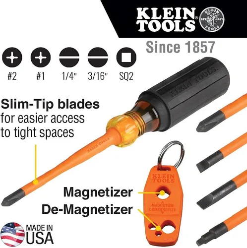 Vista 3 de Klein Tools Juego de destornilladores aislados (6 piezas) y pelacables automático