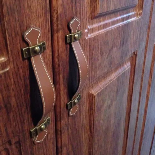 Vista 9 de Paquete de 5 tiradores de cuero para cajones, 6 pulgadas, hechos a mano, de cuero, para niños, pomos de cajón suaves para reemplazo de muebles