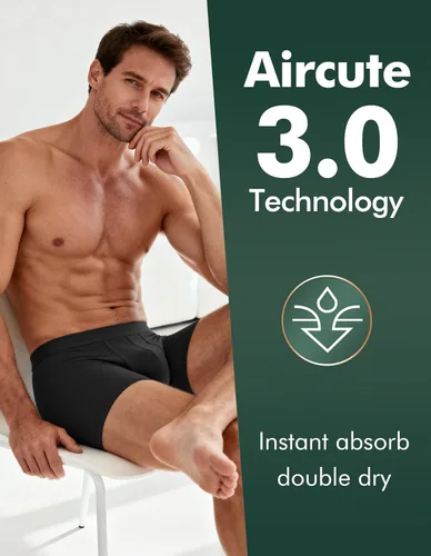 Vista 3 de AIRCUTE Washable Absorbency Urinary Incontinence Underwear for Men Bladder Leakage Protection Boxer Briefs, 3 Pack