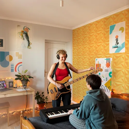 Vista 8 de Art3dwallpanels Paneles acústicos 20 unidades, paneles de pared insonorizados, paneles de amortiguación de sonido, paneles de pared 3D, paneles