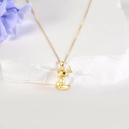 Vista 2 de Collar de oro real de 14 quilates, delicado regalo de joyería de verano para mujeres, amantes, San Valentín, Navidad, regalos del día de la madre