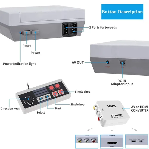 Vista 3 de ZeroStory Retro Game Console, HDMI and AV Output 8-Bit Classic Mini Game Console with Built-in 620 Games and 2 Retro Controller for Christmas