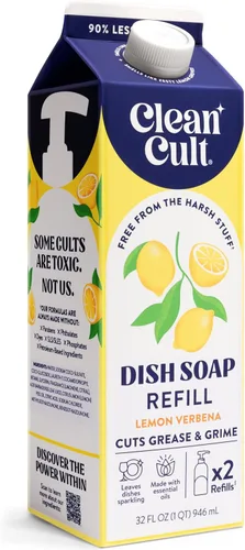 Vista 18 de Cleancult Repuesto líquido de jabón para platos (32 onzas, 1 unidad) – Poder de limpieza a base de plantas – Jabón para platos que corta la grasa