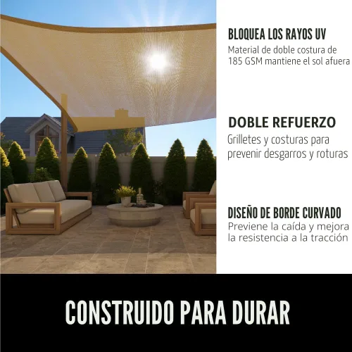 Vista 2 de GORILLA GRIP - Toldo parasol resistente, protección UV, resistente a la decoloración, desgarros y óxido, rectangular, con bordes curvos que bloquean