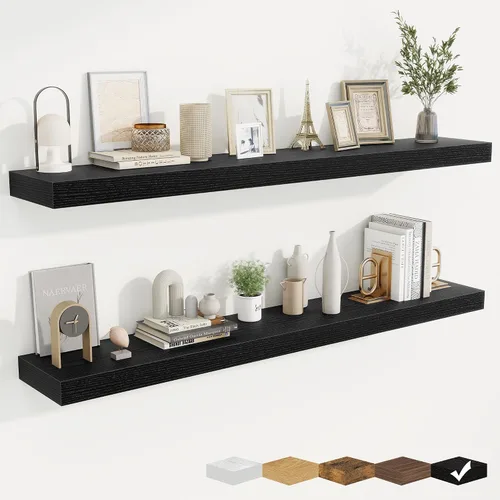 Vista 26 de fuqing Estantes flotantes para pared, estante flotante de madera montado en la pared con soportes invisibles para sala de estar, baño, dormitorio