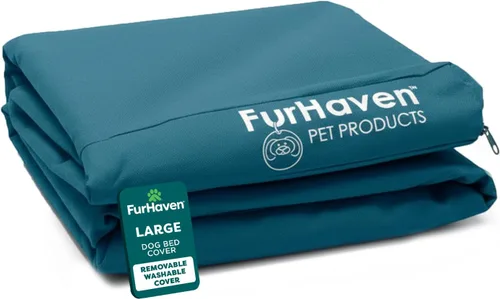 Vista 23 de Furhaven - Funda de repuesto para cama de perro resistente al agua, interior/exterior, con logo, Oxford Polycanvas, lavable - Castaño, jumbo plus