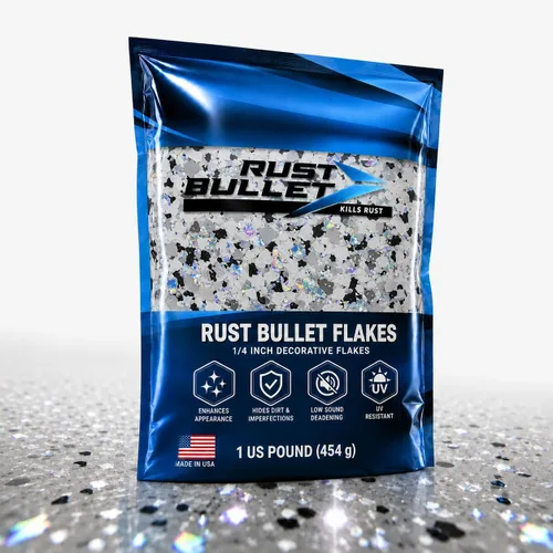 Vista 12 de RUST BULLET Copos de color decorativos – marrón otoñal – Personaliza pisos de concreto con 1 libra de chips de vinilo duraderos y resistentes a