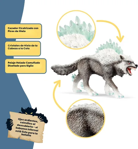 Vista 10 de Schleich Eldrador Creatures - Juego de 5 criaturas de fantasía - Lobo de hielo, sabueso de lava, bestia de roca y espada - Figuras de monstruos