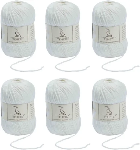 Vista 24 de Ovillo de lana de merino para tejer (3 capas) suave y ligero de 150g para ganchillo (Beige)