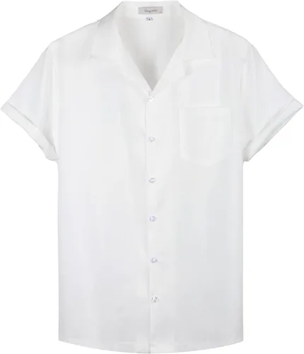 Vista 5 de NmglhNm Camisa casual de lino para hombre, manga corta, con botones, elegante, para verano, playa, tropical