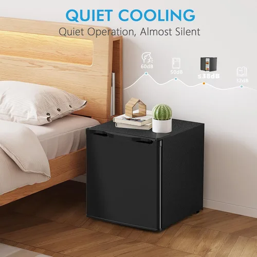 Vista 4 de [Usado] COWSAR Mini refrigerador de 1.6 pies cúbicos con congelador, refrigerador compacto con 7 ajustes de temperatura, refrigerador pequeño