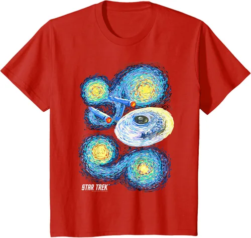 Vista 3 de Star Trek Camiseta de pintura de noche estrellada de la serie original, Negro, S