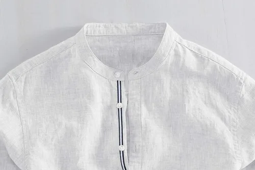 Vista 4 de Mens Linen Long Sleeve Shirts Button Down Mandarin Collar Casual Regular Fit Dress Shirts1