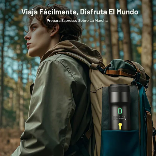 Vista 8 de Máquina de café espresso eléctrica portátil, cafetera autocalentable para automóvil con USB-DC, cafetera de viaje para camping, compatible