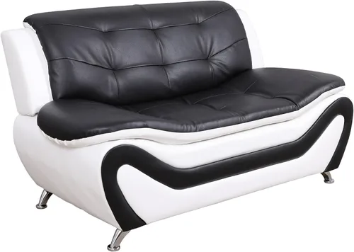 Vista 7 de Beverly Fine Furniture Juego de sofá moderno Aldo de 3 piezas, negro/blanco
