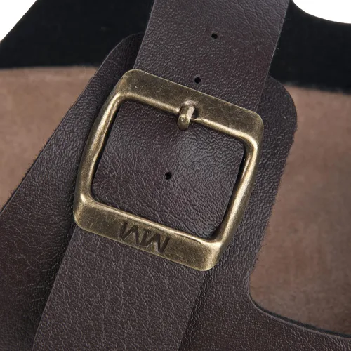 Vista 6 de WTW Sandalias con plantilla de corcho para hombre, zapatos deslizantes de playa con correa ajustable de hebilla de metal para hombre, estilo casual