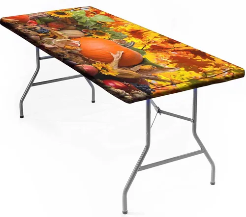 Vista 22 de Mantel rectangular elástico ajustable, con textura de madera de granja, cubierta de mesa de poliéster para mesa de bufé, picnic, cafeterías Mantel