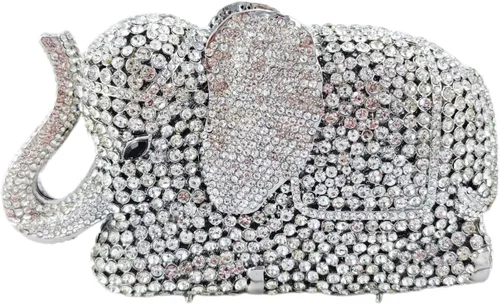 Vista 11 de Boutique De FGG Elefante de noche embragues bolsos de mano de metal cristal embrague Minaudiere boda carteras y bolsos nupciales