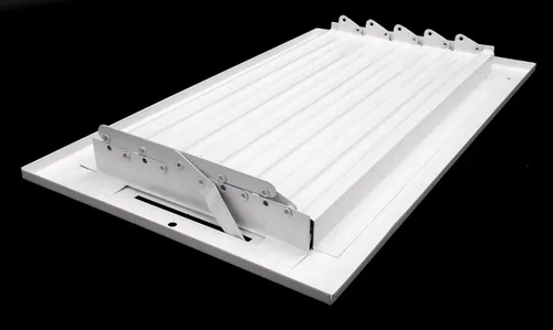 Vista 8 de Rejilla de suministro de aire vertical de 2 vías de 30,5 cm x 20 cm - Tapa de ventilación y difusor - Cara plana estampada - Blanco.