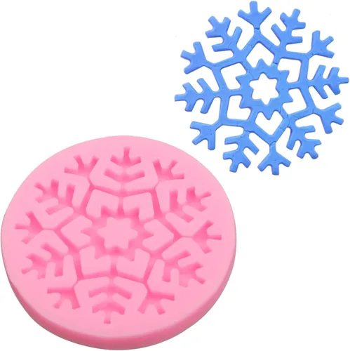 Vista 7 de Moldes de silicona de copo de nieve de Navidad, 5 unidades, molde de fondant de chocolate de nieve de Navidad para pasteles, dulces, decoración