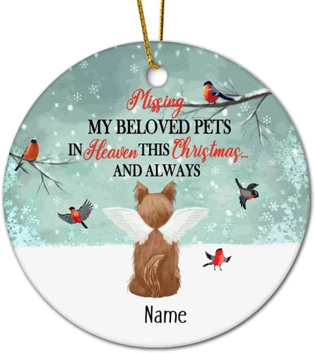 Vista 3 de Personalized Pet Memorial Ornament, Miss My Beloved Pets in Heaven Ornament, Dog Christmas Ornament, Pet Loss Gift, Dog Angel Wings Ornament, Custom