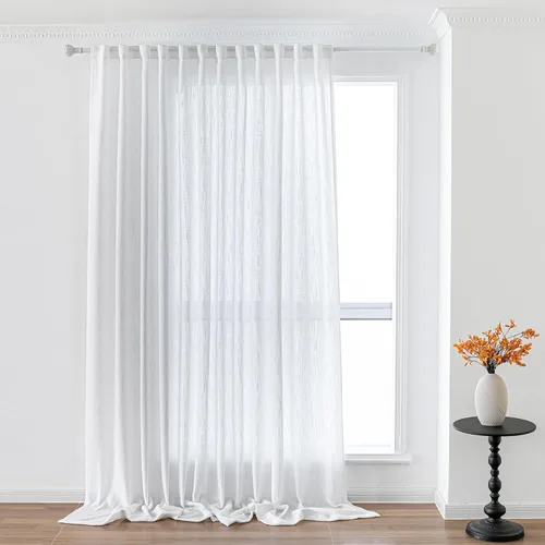 Vista 59 de MYSKY HOME Cortinas naturales de puerta francesa para ventana de puerta, 40 pulgadas de largo, cortas, semitransparentes, filtrantes de luz