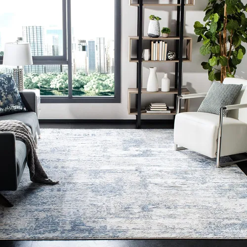 Vista 36 de SAFAVIEH Amelia Collection ALA700A - Alfombra decorativa de 2'2" x 4', diseño moderno abstracto, color marfil y azul, no desprende pelusa y de fácil