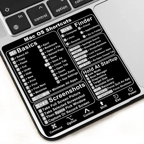 Vista 13 de KEANBOLL Paquete de 2 pegatinas de atajo de teclado Mac para MacBook Pro Chip M1-M5 de 13 a 16 pulgadas, más de 50 accesos directos macOS, vinilo