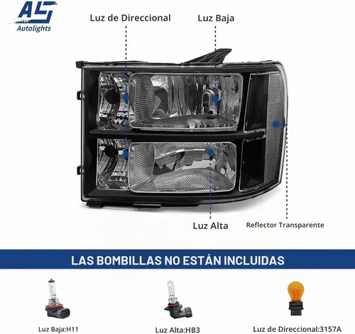 Vista 3 de AS Conjunto de faros delanteros compatible con 2007 2008 2009 2010 2011 2012 2013 2014 Sierra/07-13 GMC Sierra 1500/07-14 GMC Sierra 1500HD 2500HD