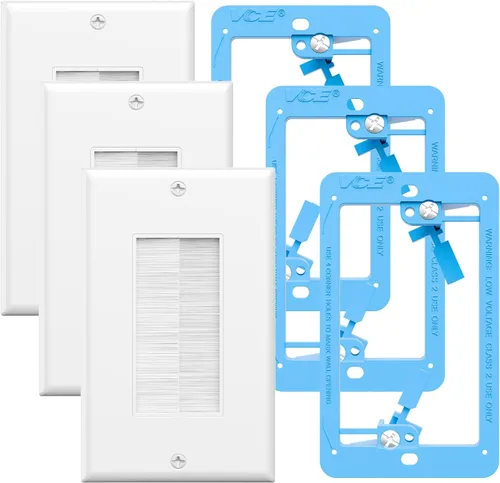 Vista 14 de VCE Placa de pared de cepillo con soporte, inserto de paso de cable, cubierta de pared decorativa de una sola banda para cables de bajo voltaje