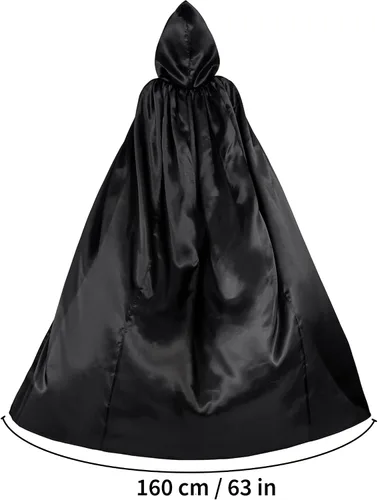 Vista 6 de Myir JUN Capa unisex con capucha, disfraz de Halloween, con capucha, longitud completa, para Halloween, Navidad, disfraces