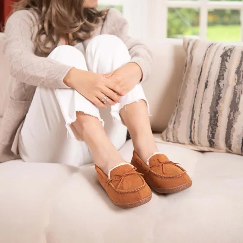 Vista 2 de HomeTop Mocasines para mujer, pantuflas de espuma viscoelástica para interiores y exteriores, zapatos para mujer