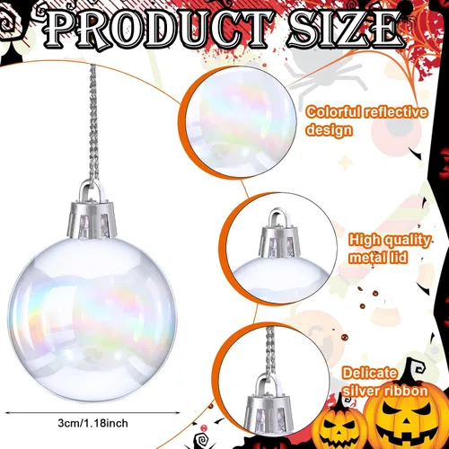 Vista 3 de BBTO 100 Piezas Adornos Navideños Iridiscentes Transparentes de Plástico Decoraciones de Bolas de Navidad Acrílicas Transparentes para Interiores