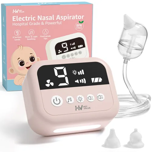 Vista 10 de HEYVALUE Aspirador Nasal para Bebé, Ventosa Nasal de Grado Hospitalario con 9 Niveles de Succión, Luz Nocturna y Función Tranquilizante de Canciones