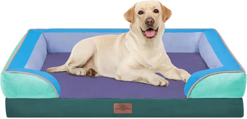 Vista 72 de Comfort Expression - Cama ortopédica para perros medianos, 28 x 19 pulgadas, cama impermeable y de apoyo de espuma con cojines removibles, sofá