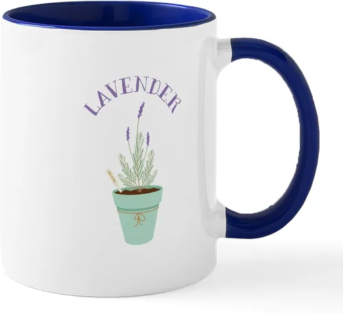 Vista 22 de CafePress Tazas de flores de lavanda 11 oz (11.0 fl oz) Taza de café de cerámica Blanco