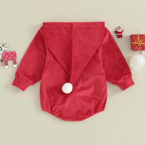 Vista 6 de Gueuusu Disfraz infantil de Acción de GraciasNavidad de manga larga con capucha de TurquíaAlce con capucha, mameluco de terciopelo