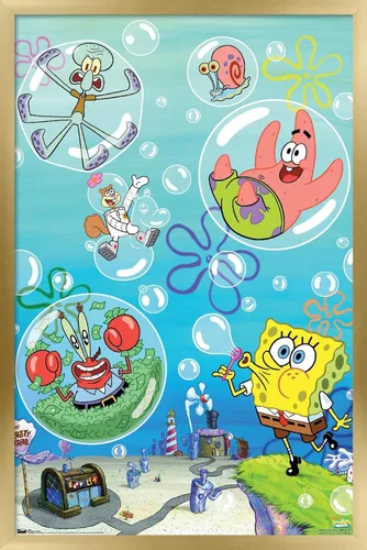 Vista 11 de Trends International Nickelodeon Spongebob Squarepants - Póster de burbujas de pared, 14.725 x 22.375 pulgadas, versión con marco de madera tipo